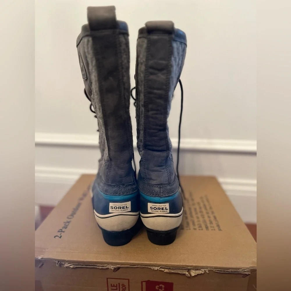 Sorel Womens NL1619 Sorelli Waterproof Rain Leather Gray Lace Up Boots